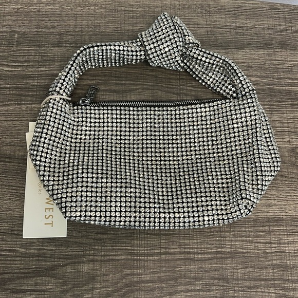 Silver Rhinestone Embellished Hobo Bag - Picture 1 of 7